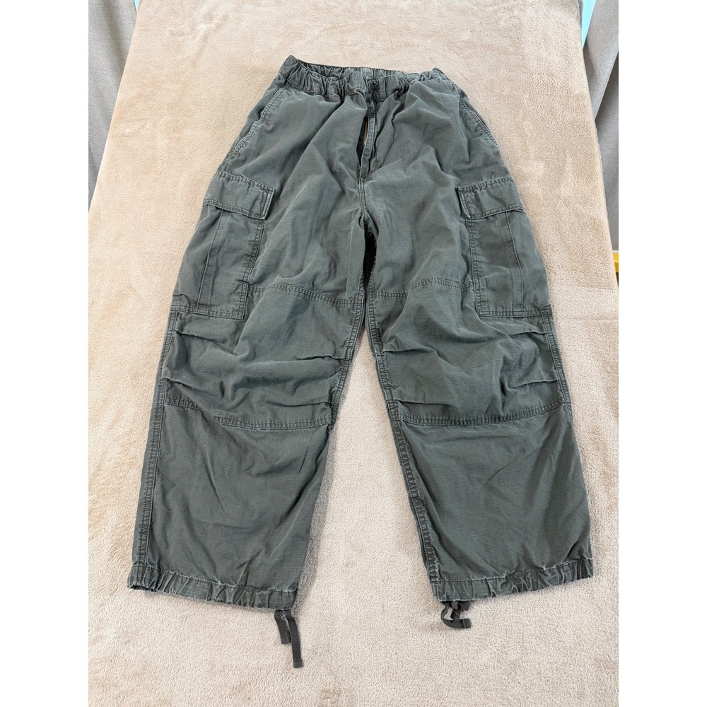 Carhartt WIP Jet Cargo Pants Mens Size Small Green Ripstop Wide Leg Rip Cord EUC
